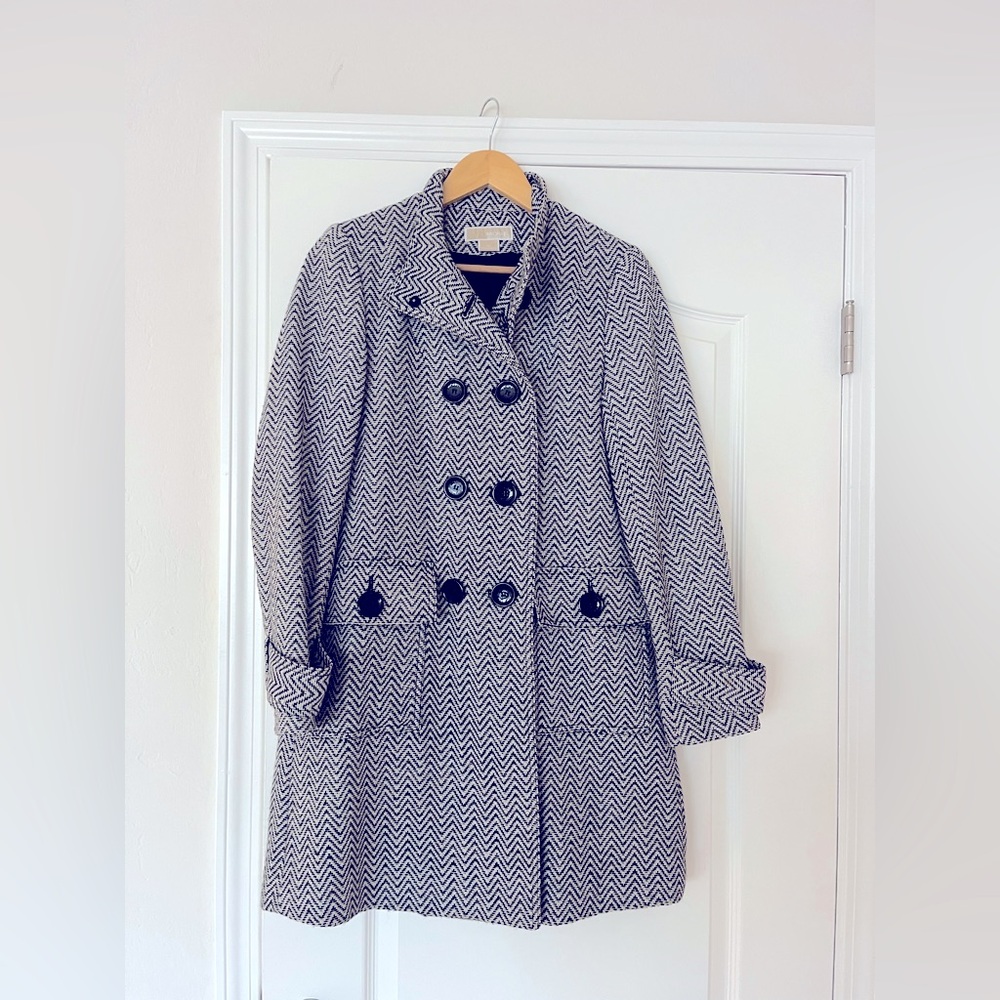 Michael by Michael Kors Black and White Pea Coat